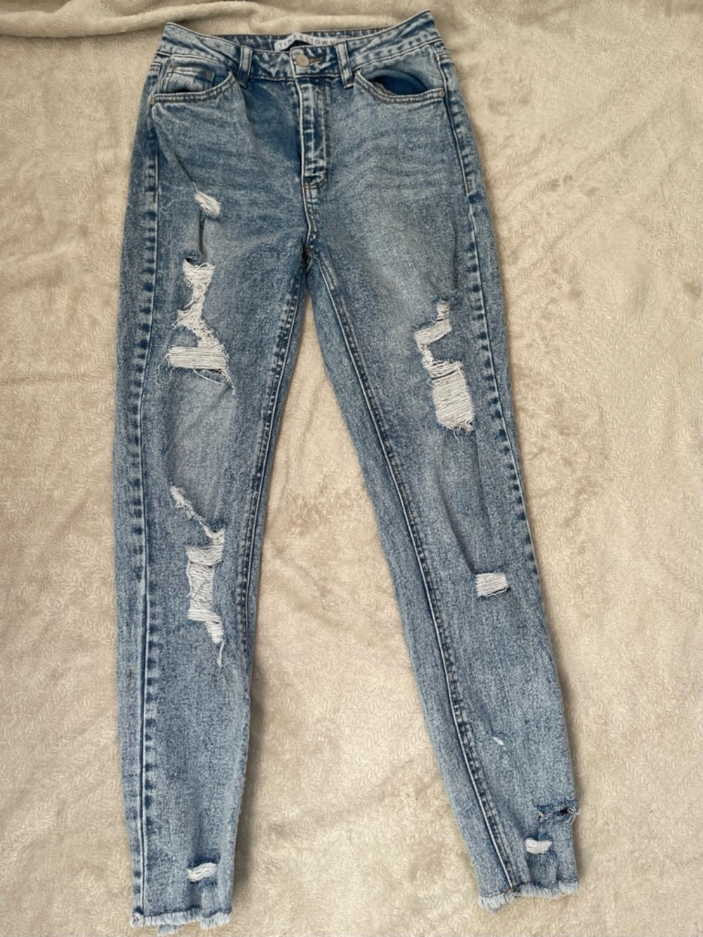 TinseltownHigh-Rise Distressed Women's Jeans - Light Blue Size 5